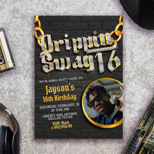 Invitation Drippin Swag 16 avec photo