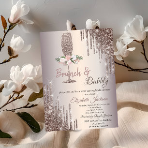 Invitation Drips Brunch & Bubbly Rose Gold Enterrement de vi
