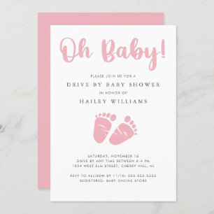 Invitation Drive By Baby Girl Douche   Oh Baby Baby Feet Rose
