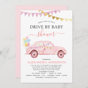 Invitation Drive By Baby shower Blush Pink Gold Foil