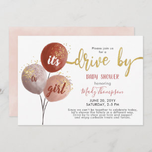 Invitation Drive by Blush Balloon and Sparkles Baby shower