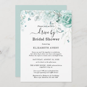 Invitation Drive By Fête des mariées Turquoise et sauge green