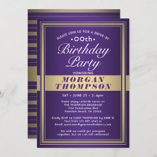 Invitation Drive By N'importe quel anniversaire Purple Gold e