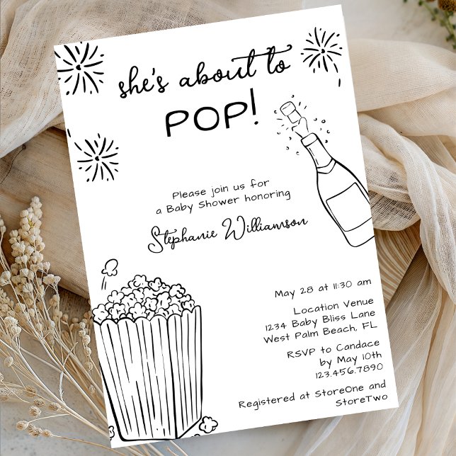 Invitation Drôle, à deux doigts d'exploser, popcorn, champagn (Créateur téléchargé)