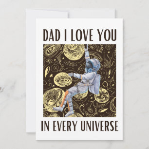 Invitation Drôle Astronaut Papa Je t'aime dans tous les unive