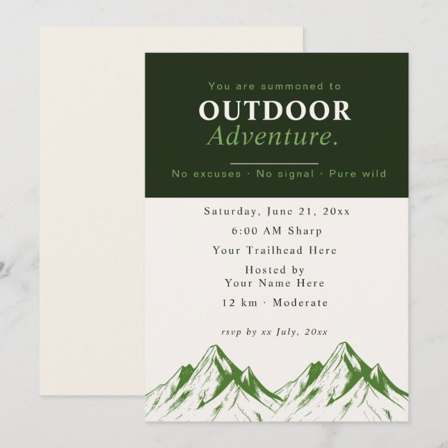 Invitation drôle | aventure en plein air (Devant / Derrière)