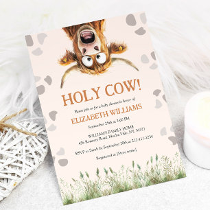 Invitation Drôle Baby shower de la Vache Sainte