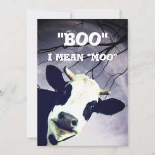 Invitation Drôle Boo Je veux dire Moo Cow Moon Halloween Part