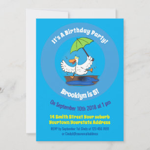 Invitation Drôle canard avec parapluie dessin animé