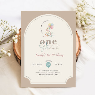 Invitation Drôle Canard Silencieux Ruban Arc Rose 1er Anniver