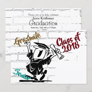 Invitation Drôle Cartoon Senior Homme 🎓 Graduate (Ajouter l'