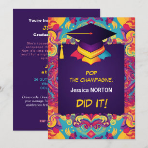 Invitation Drôle Champagne & Confetti Bash