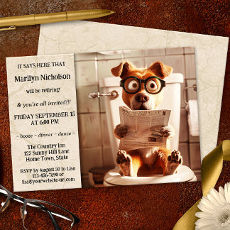 Invitation Drôle Chien Whimsical Retirement Party