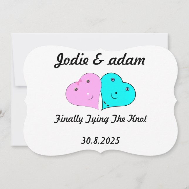 Invitation drôle coeur de m & mrs (Devant)