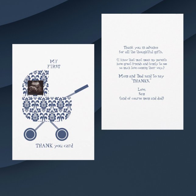 Invitation Drôle Damask Baby shower Merci (Créateur téléchargé)