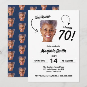 Invitation drôle d'anniversaire 70 ans avec photo