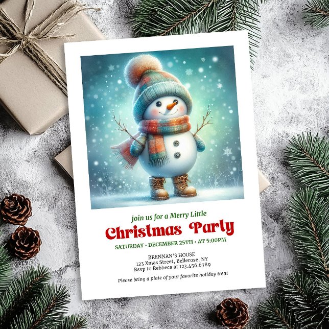 Invitation drôle de bonhomme de neige vacances mod (Inviting funny snowman invite holiday cheer digital

)