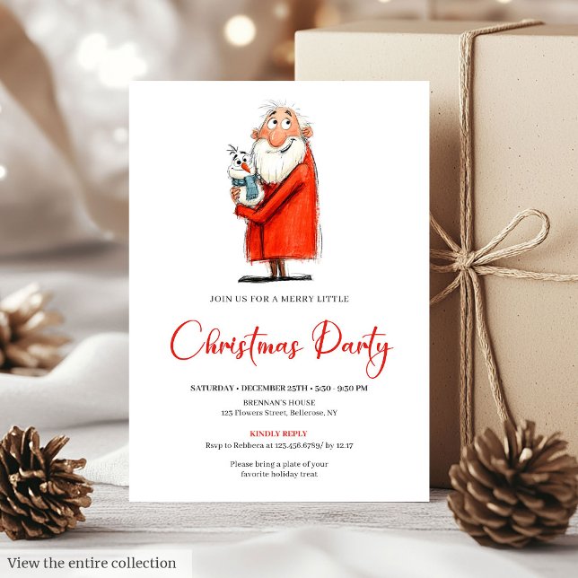 Invitation drôle de dîner de fête de Noël avec le  (Funny Santa Claus Holiday Dinner Party Invite)