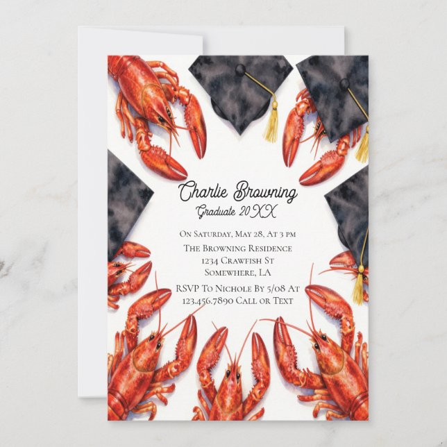 Invitation drôle de fête de fin d'études cajun (Devant)