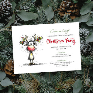 Invitation drôle de fête de Noël au renne aquarell