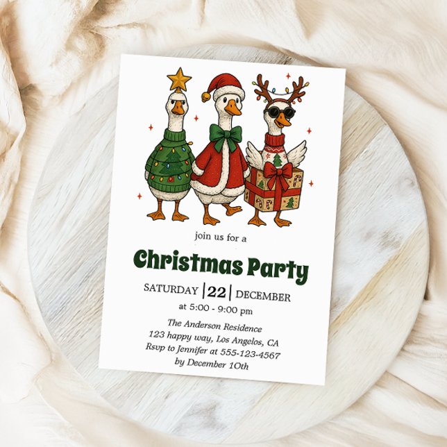 Invitation drôle de fête de Noël | Canards festifs (Créateur téléchargé)