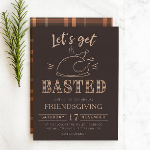 Invitation drôle de Friendsgiving « Buvons jusqu'à