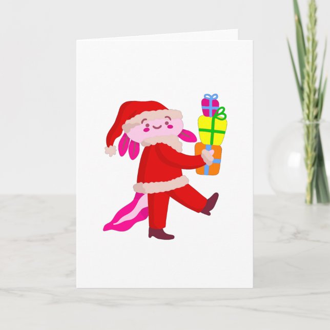 Invitation drôle de Noël axolotl père noël (Devant)