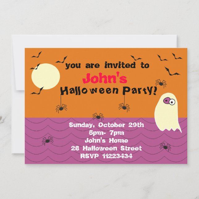 Invitation drôle de partie de Halloween de fantôme (Devant)