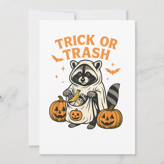 Invitation Drôle de Raton Laveur Farce ou Déchets Halloween (Devant)