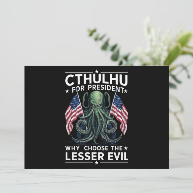 Invitation Drôle d'élection 2024 Cthulhu pour président  (Debout devant)