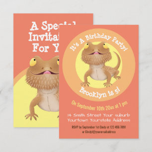 Invitation Drôle dessin animé de dragon barbu