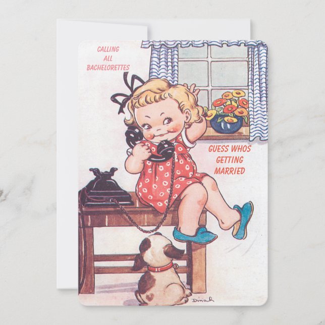 Invitation Drôle dessin animé mariage commérage (Devant)