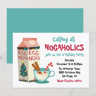 Invitation Drôle Eggnog Nogaholics Noël Cocktail Party