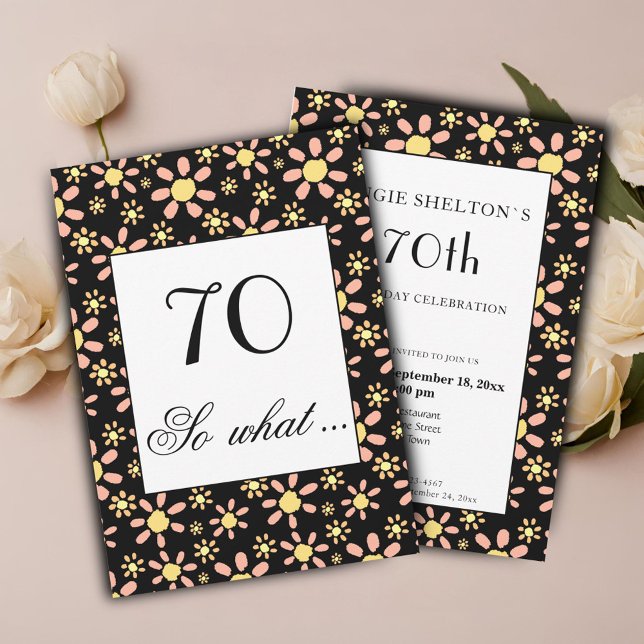 Invitation drôle et florale pour 70e anniversaire  (Créateur téléchargé)