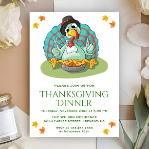 Invitation drôle et mignonne de dîner de Thanksgiv