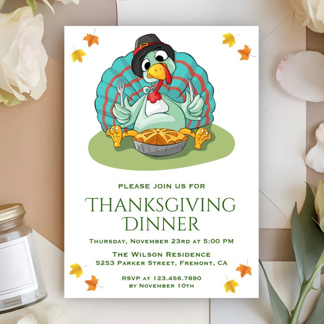 Invitation drôle et mignonne de dîner de Thanksgiv (Créateur téléchargé)