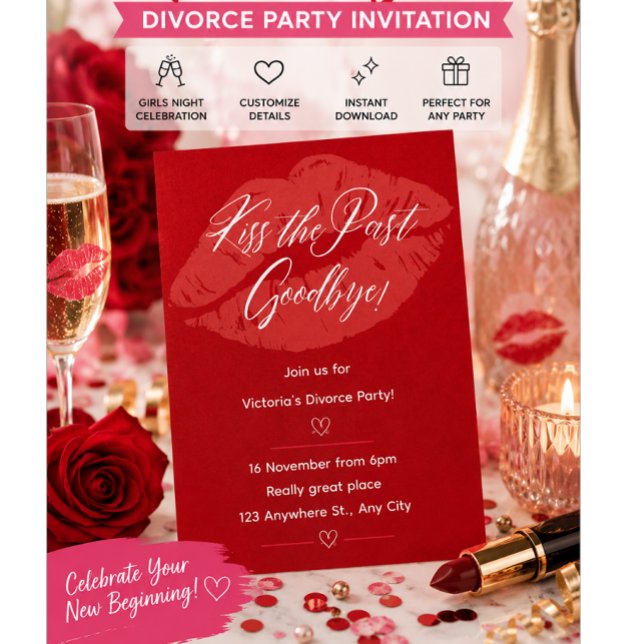 Invitation drôle et moderne de fête de divorce en  (Créateur téléchargé)