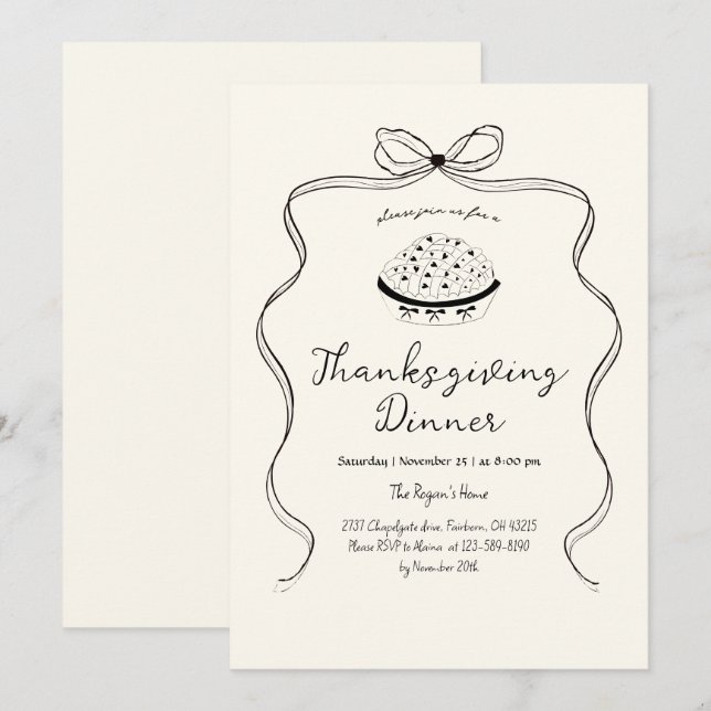 Invitation drôle et tendance avec tarte ondulée po (Devant / Derrière)