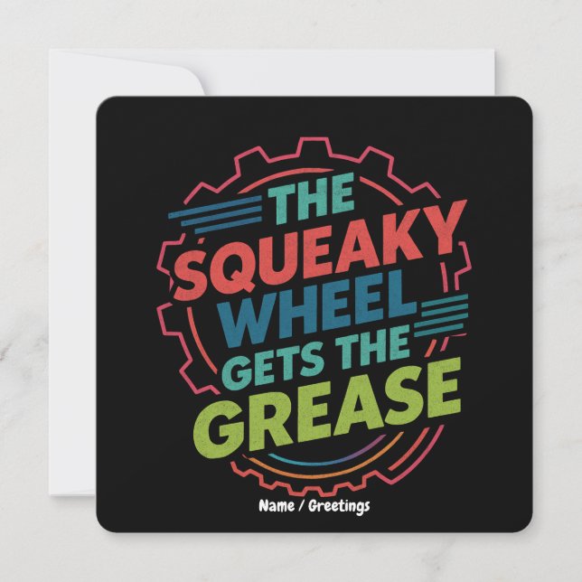 Invitation Drôle Idiom Retro Squeaky Wheel obtient Grease (Devant)