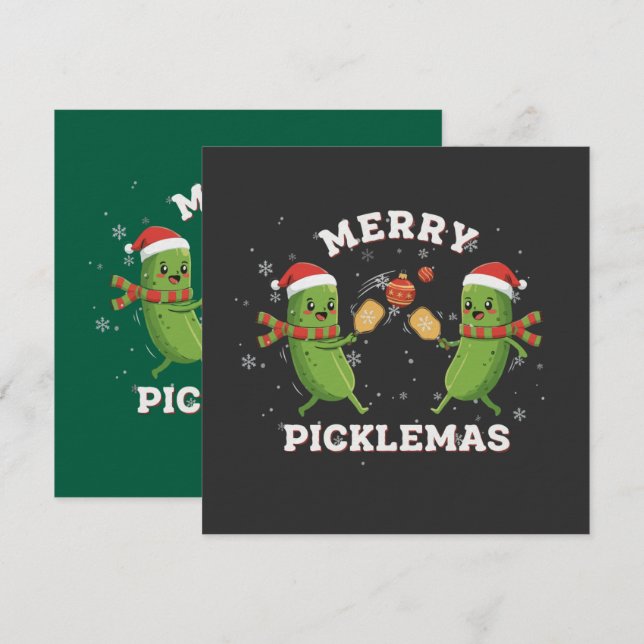 Invitation Drôle Joyeux Picklemas Mignon Noël Pickleball (Devant / Derrière)