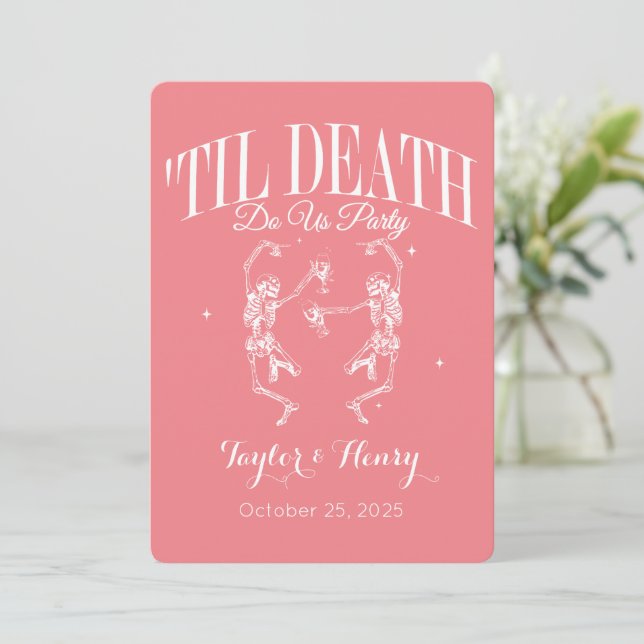 Invitation Drôle jusqu'à la mort Fêtons-nous mariage invitati (Debout devant)