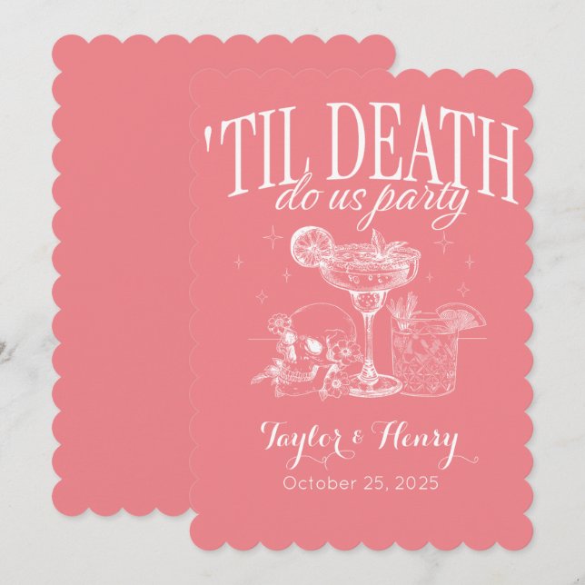 Invitation Drôle jusqu'à la mort Fêtons-nous mariage invitati (Devant / Derrière)