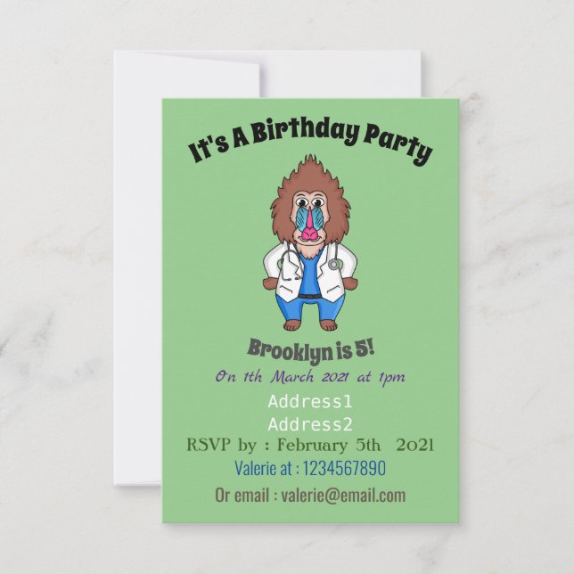 Invitation Drôle manuel dessin d'un médecin (Devant)