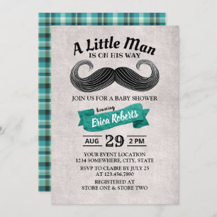 Invitation Drôle Moustache mignon Petit Homme Baby shower Tur