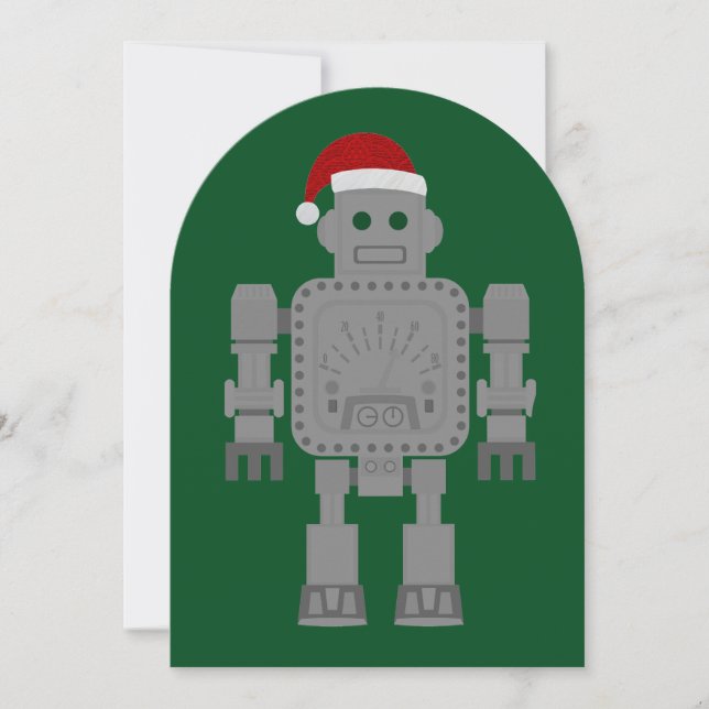 Invitation drôle noël santa claus robot (Devant)