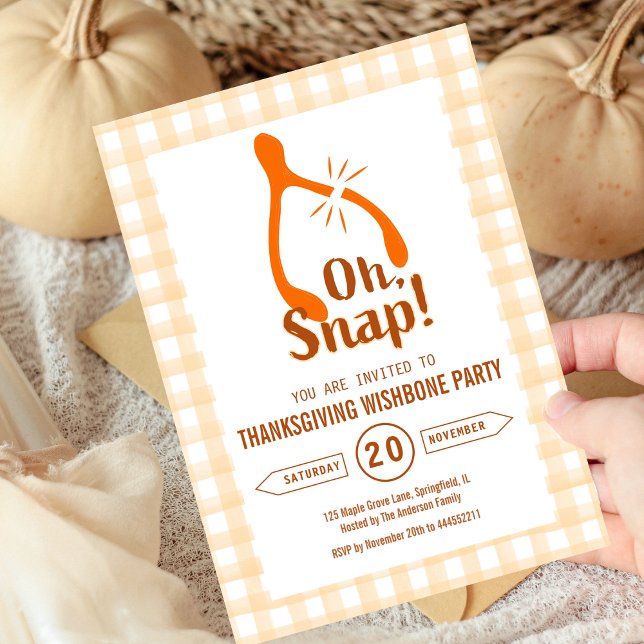 Invitation Drôle Oh Snap Dessein de Carcasse de dinde de Than (Funny Oh Snap Turkey Wishbone Thanksgiving Invitation fall)