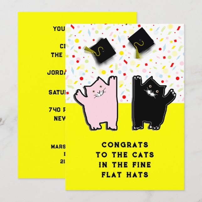 Invitation Drôle Parti de Graduation (Devant / Derrière)