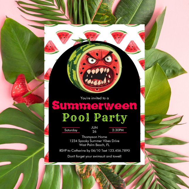 Invitation Drôle Pastèque En Colère Fête au Piscine d'Étéween (Créateur téléchargé)