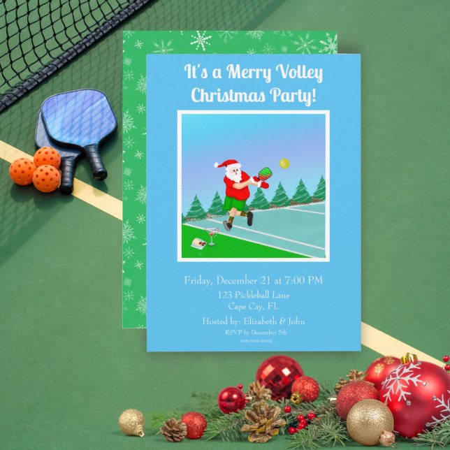 Invitation Drôle Père Noël Jouer Pickleball Joyeux Volley Xma (Créateur téléchargé)