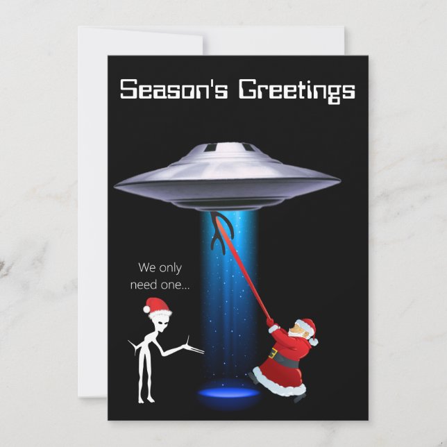 Invitation Drôle Père Noël 🎅 🛸 OVNI Noël (Devant)